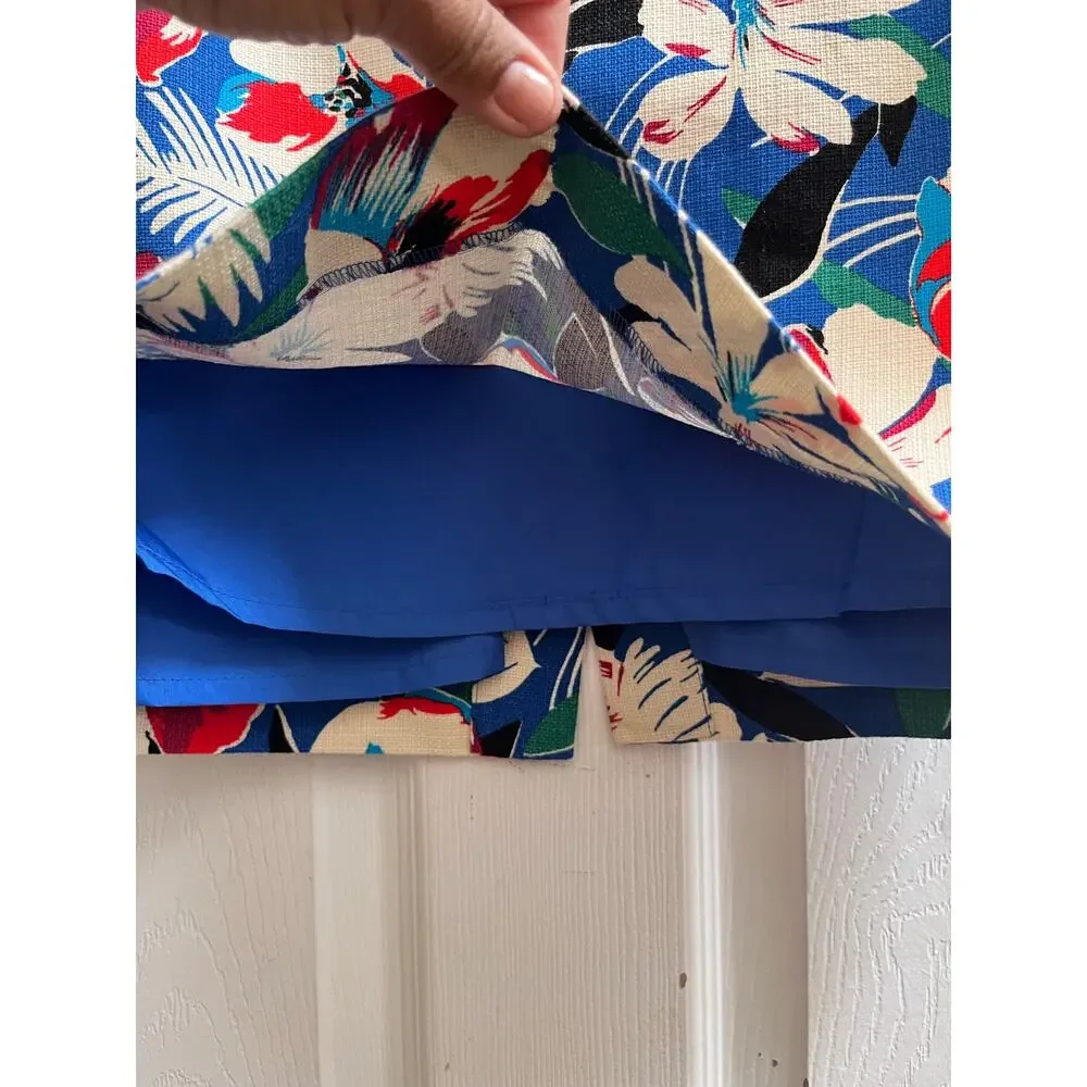 J Crew Cotton Floral Tropical Print Basket Weave Pencil Skirt Size 12